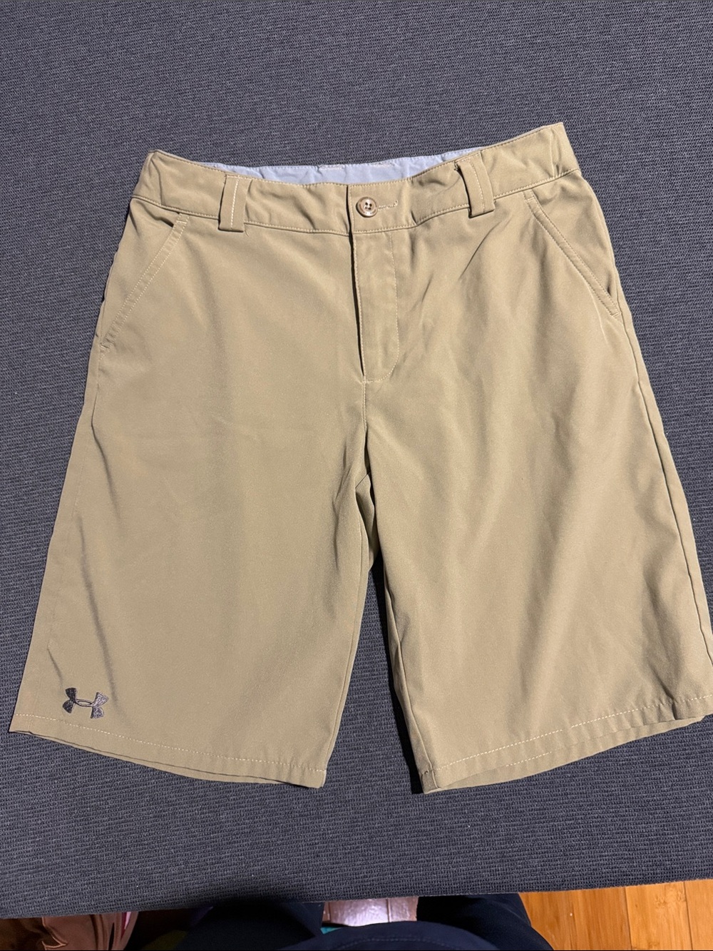 Under Armour Boys Tan Flat-Front Performance Shorts